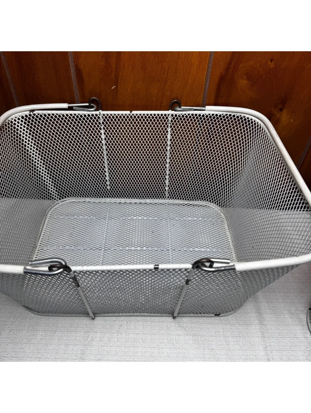 Vintage White Wire Mesh Folding Bike Baskets Set of 2 16 x 12 x 7